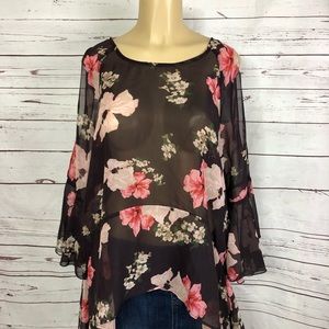 i jeans by buffalo cold shoulder floral blouse XL